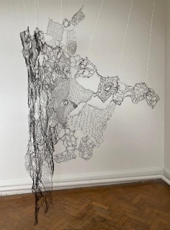 "Within" by Sally Hewetson. Wire crochet form 6ft x 8ft, 2021